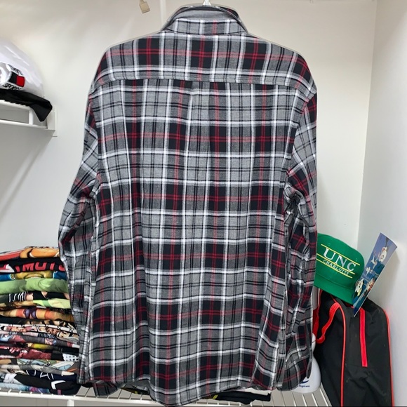 Penguin Reversible Plaid Long Sleeve Shirt Red L - Picture 5 of 7
